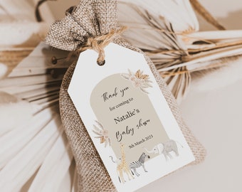 Baby shower favour tags, baby shower tags, baby shower favours, thank you tags, boho baby shower, prosecco tags, gift tags, natural