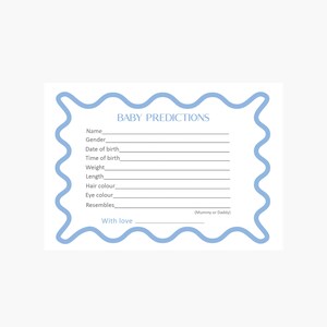 Cartes de prédiction de baby shower pour bébé garçon, jeu de baby shower, baby shower rétro, jeu de baby shower pour bébé garçon, cartes de prédiction de baby shower