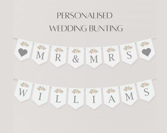 Personalised wedding bunting, Mr and Mrs bunting, Mr and Mrs garland, wedding decorations, wedding decor, wedding party bunting,