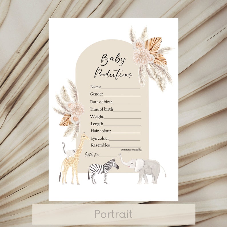 Baby Shower Prediction Cards Pack of 5 Baby Prediction Etsy UK