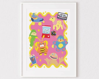 80s Art Print, 1980s Print, 80s Kid Print, 80s Toys, 80s Gift, 80s Wall Decor, 40th Birthday Gift, Retro Toys, Vintage Toys, Born In The 80s