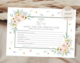 Baby shower advice cards, baby advice cards, baby in bloom baby shower, baby shower game, floral baby shower, printed cards, baby in bloom