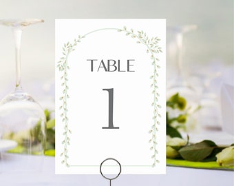 Wedding table numbers, table numbers for wedding, greenery wedding sign, table number cards, wedding table decor, table signs for wedding