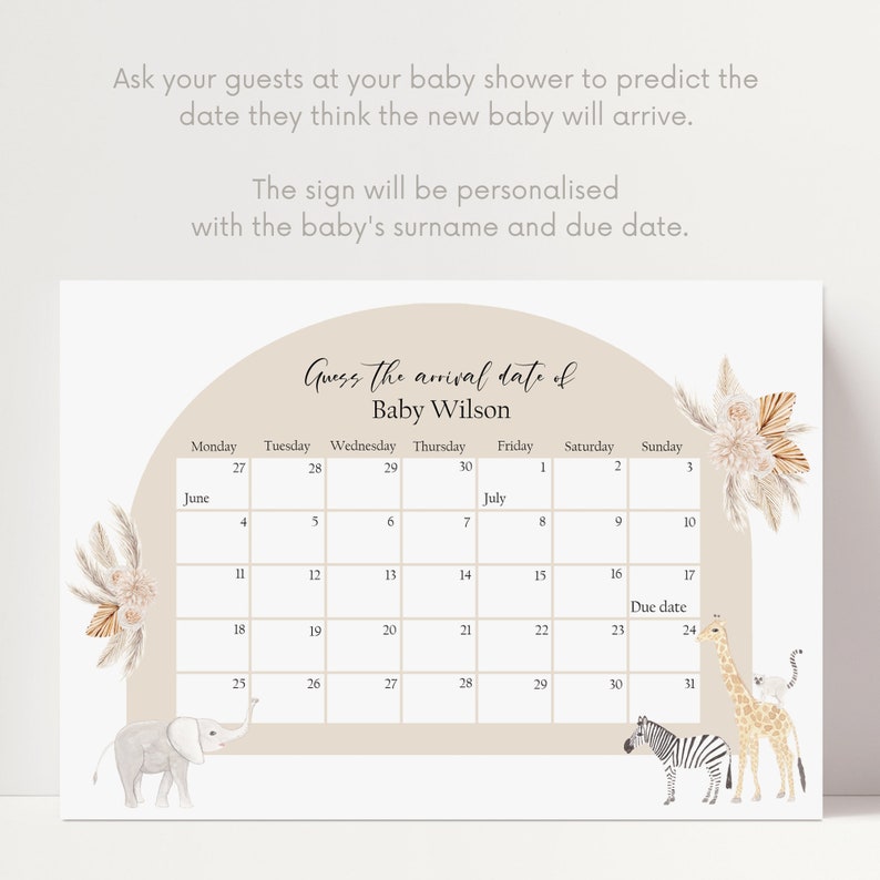 Guess the Arrival Date Sign Guess the Baby Due Date Calendar Etsy UK