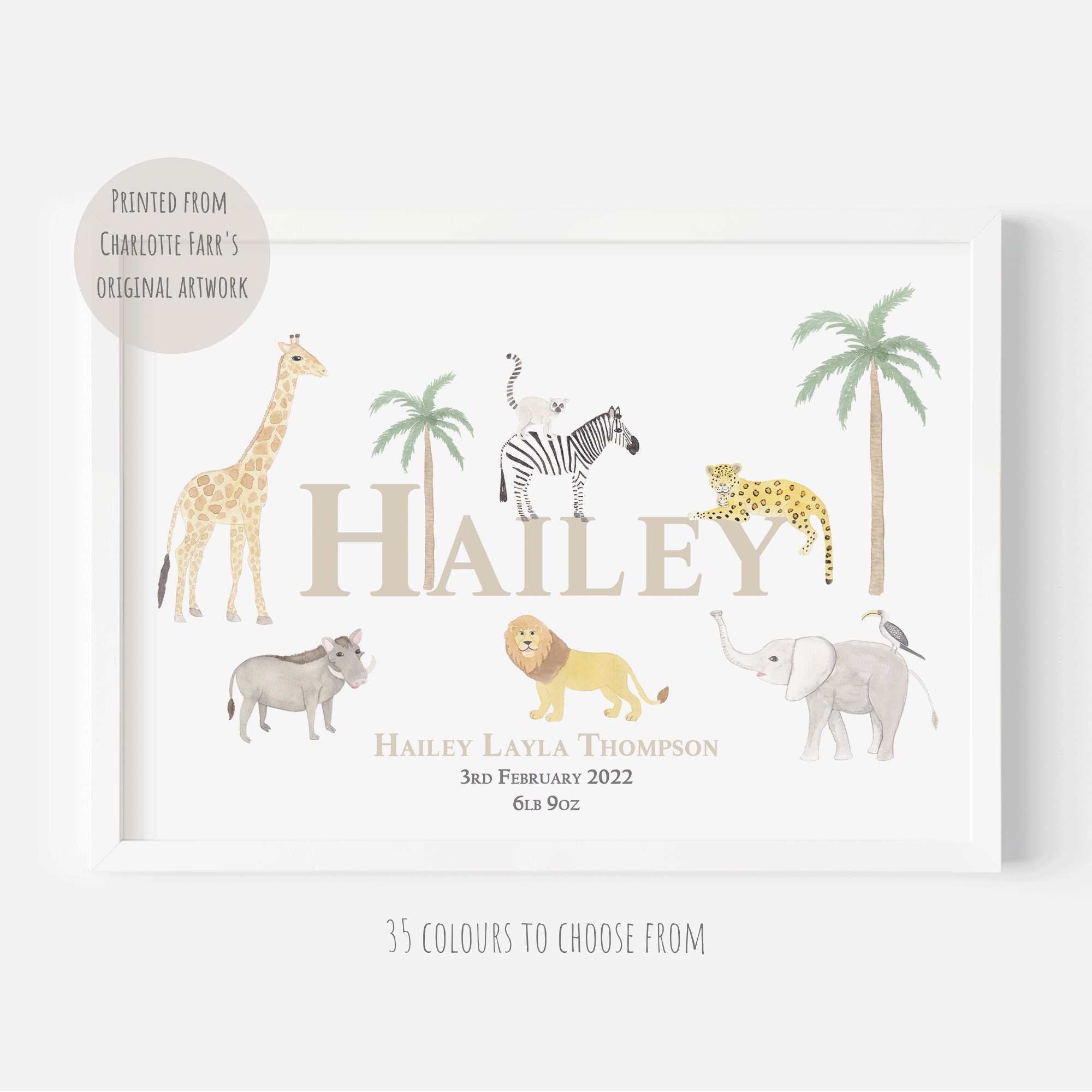 Personalised Animal Print Safari Animals Name Print Animal - Etsy Personalised Animal Print Safari Animals Name Print Animal - Etsy