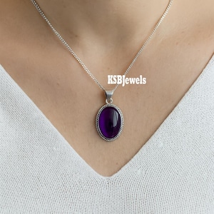 Natural Amethyst Pendant, 925 Sterling Silver Pendant, Purple Pendant, Gift for Her, Simple Pendant, Wire Pendant, Big Stone Pendant