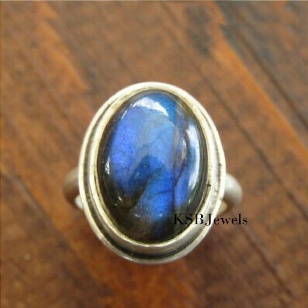 Bague labradorite naturelle, bague pierre ovale, bague faite main, bague en argent sterling 925, bague soldes Saint-Valentin, bague d'anniversaire, cadeau pour elle