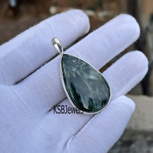 Russischer Seraphnit Anhänger, 925 Sterling Silber Anhänger, Edelstein Anhänger, entzückender Anhänger, Heilstein Birnenform, Unabhängigkeitstag