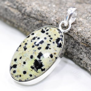 Dalmation Jasper in 925 Silver Jewelry,  Natural Gemstone, Healing Crystal Jewelry, Statement Necklace, Boho Pendant, Gift For Her