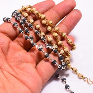 Handgjord Tulsi Mala: Naturliga träpärlor, Yogahalsband Both Tulsi Mala
