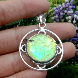 Yellowish Fire Australian Opal Pendant, Handmade Pendant, 925 Silver Fire Opal Pendant, Dainty Pendant, Anniversary Gift, Valentine Sale