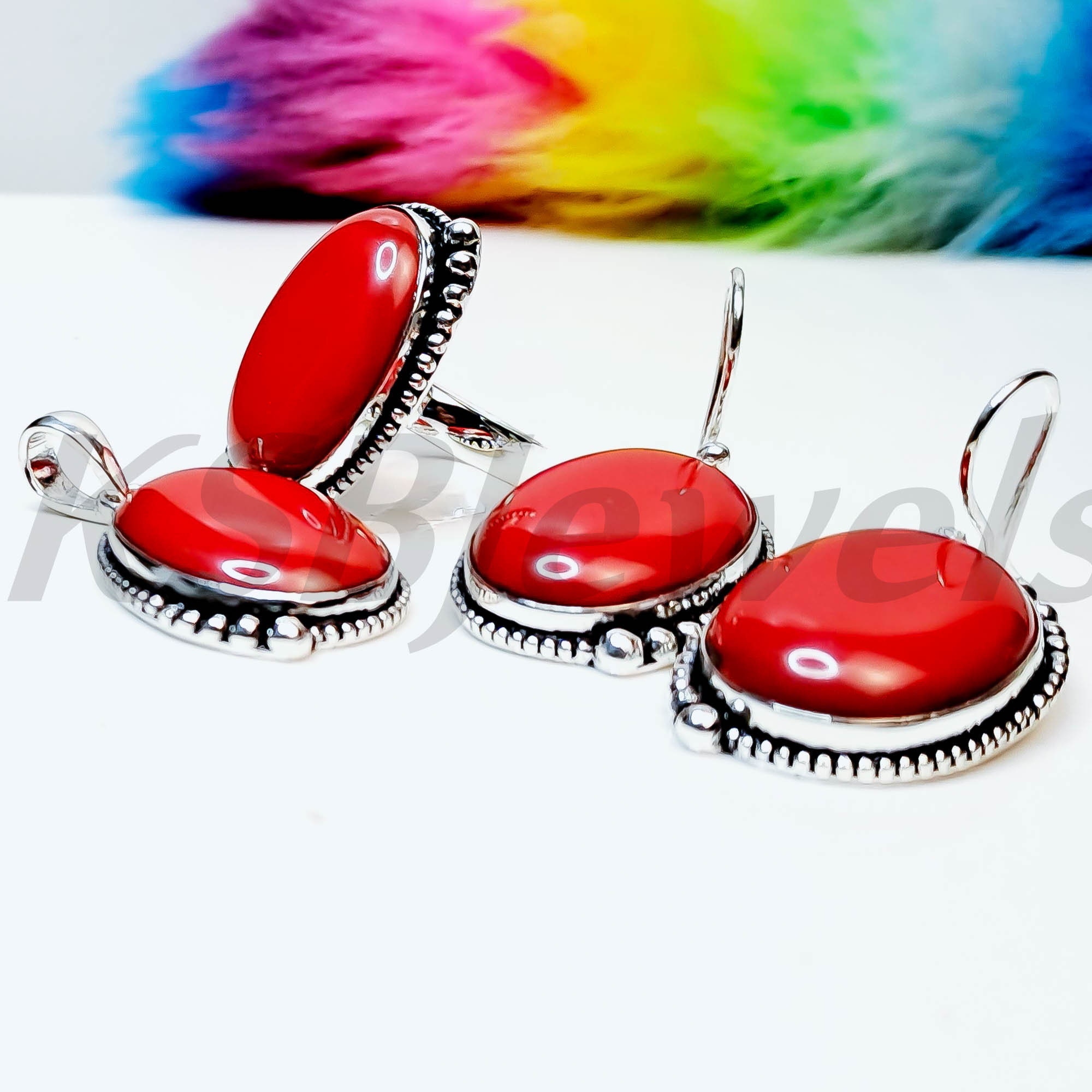 Coral jewelry set - Etsy 日本