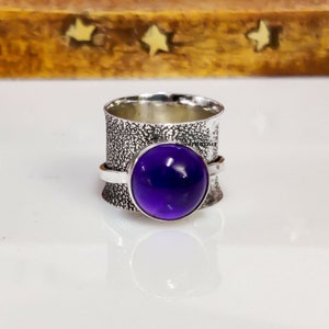 Amethyst Spinner Ring: Handmade 925 Sterling Silver Meditation Ring