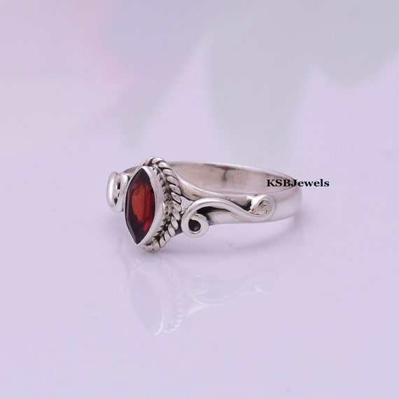 gioiello plata gemma naturale anello tondo granato sfaccettato multi pietra - anello granato rosso argento 925 - nascita gennaio capricorno astrologia anello gemma naturale