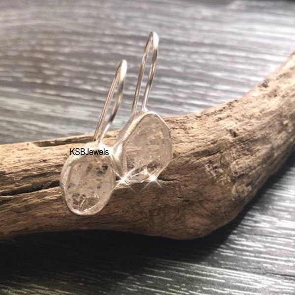 Rough Herkimer Diamond Earrings, Natural Herkimer Diamond Earrings, Gift For Her, 925 Sterling Silver Earrings, Raw Earrings, Valentine Sale