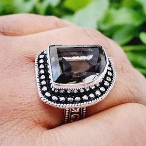Handmade Smoky Quartz Ring: Sterling Silver Statement Jewelry