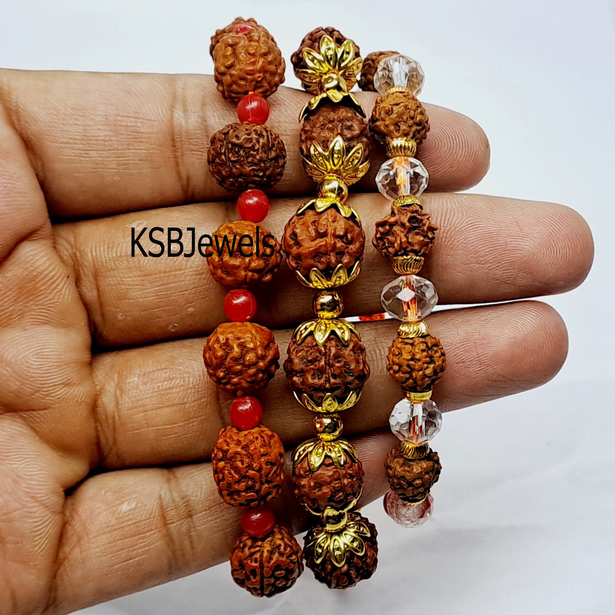 Echter indischer Ursprung Rudraksha Mala 5 Mukhi 5 Gesichter, Perlen Armband, Shiva Rudraksha Armreif, Meditation Armband, spirituelle Armreif