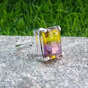 Handmade Ametrine Statement Ring: 925 Sterling Silver