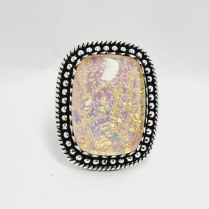 Handmade Australian Triplet Opal Ring: 925 Sterling Silver Statement Ring