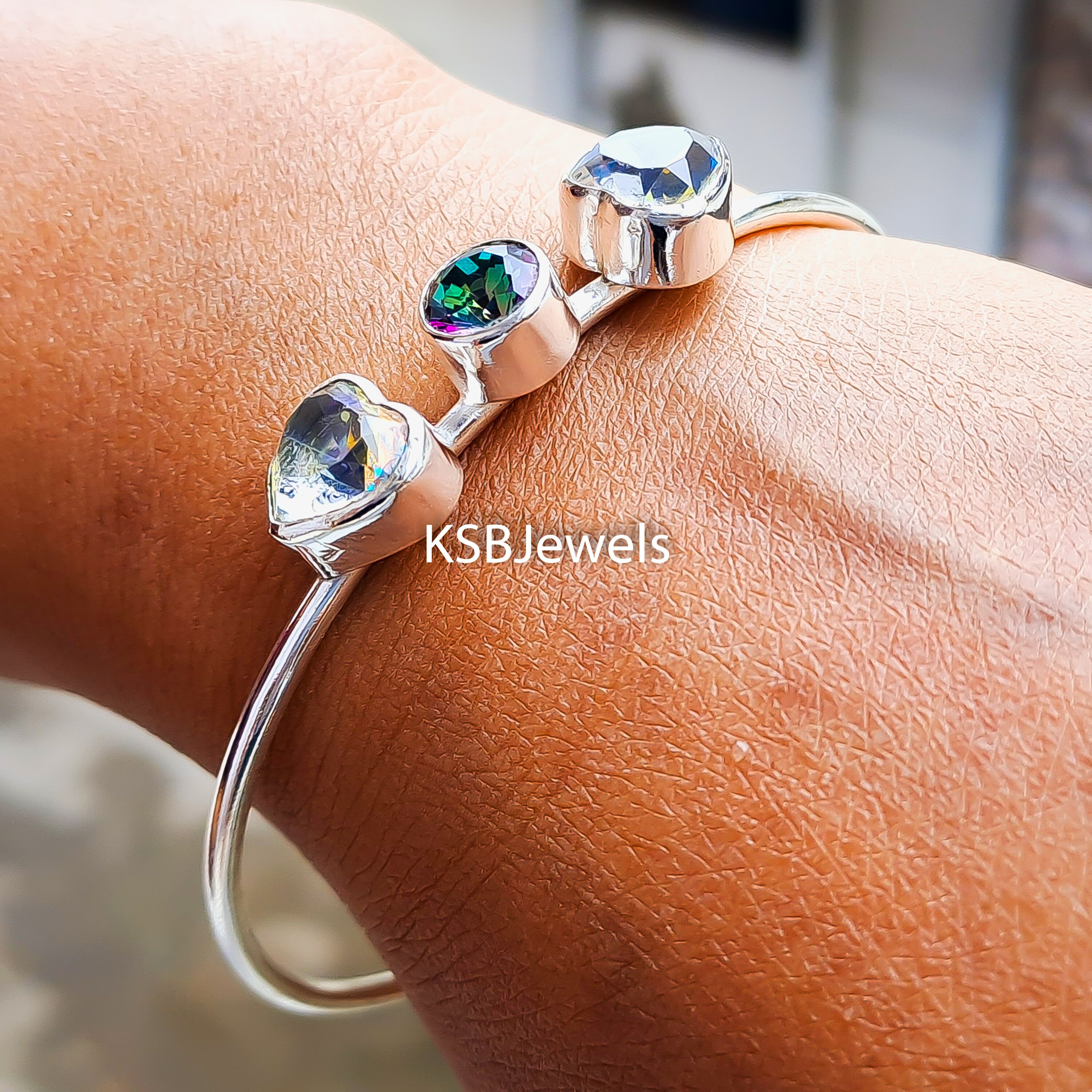 Caribéenne Larimar Pierre 925 Argent Sterling Bracelet Fait Main