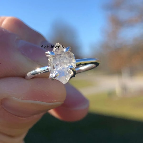 Herkimer Diamond Ring, Holy Spirit White Light Ring, 925 Sterling Silver Ring, Diamond Ring, Engagement Ring, Gift For Her, Valentine Sale