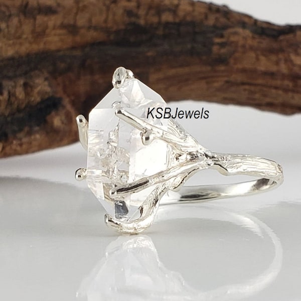 Herkimer Diamantring, handgefertigter Ring, 925er Sterlingsilberring, Geschenk für sie, Jubiläumsring, Ring für Frauen, zierlicher Ring, Valentinstagsverkauf