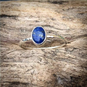 Natural Blue Lapis lazuli Ring in 925 Sterling Silver, Handmade Boho Statement Ring, September Birthstone Jewelry, Gift For Her