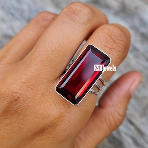 Red Garnet Ring, 925 Sterling Silver Ring, Handmade Ring, Unique Design Ring, Wedding Gift, Gift For Her, Christmas Sale, Large Stone Ring