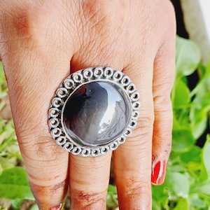 Rainbow Obsidian Ring: 925 Sterling Silver Gemstone Statement