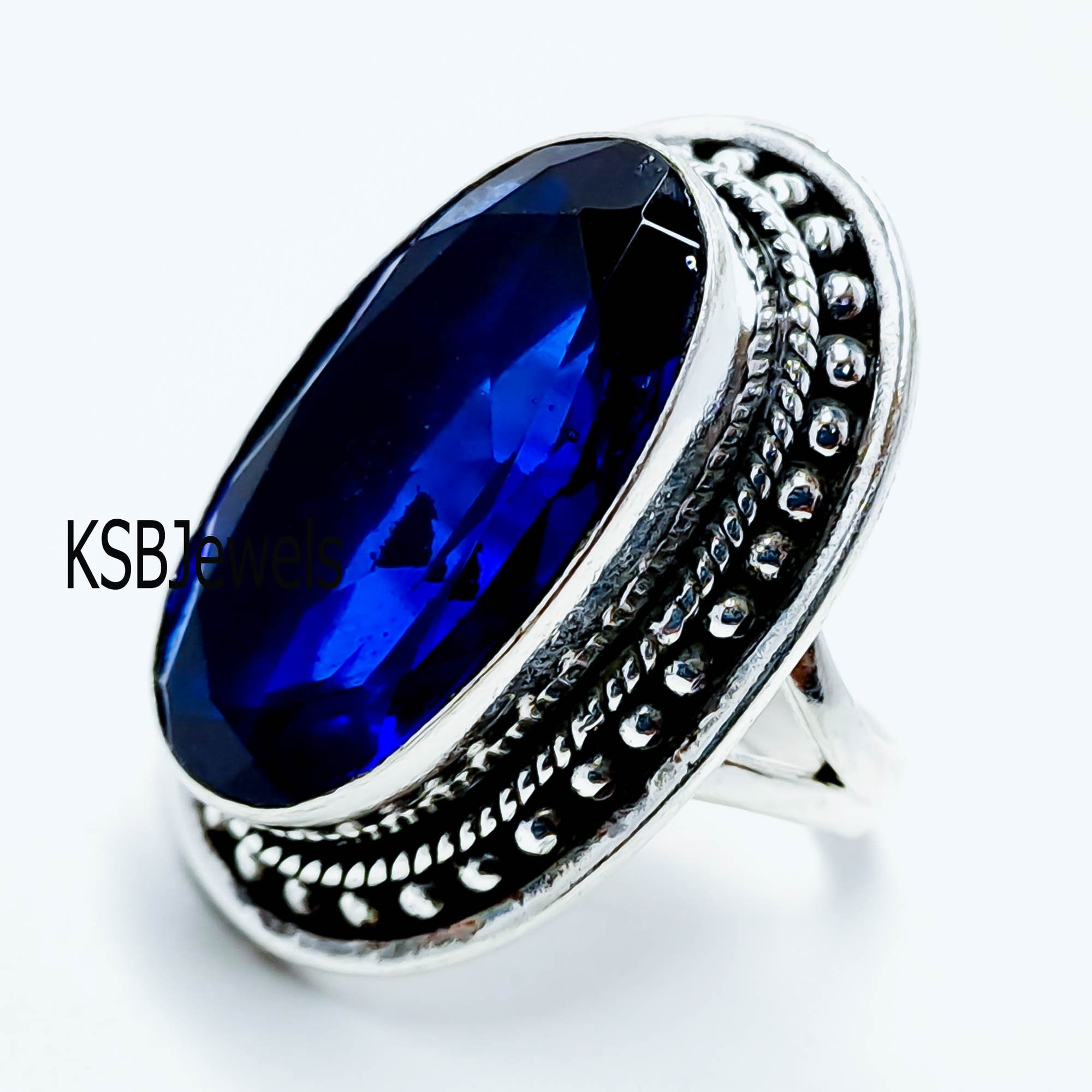 Anello Artigianale In Argento 925 Con Tanzanite Naturale 10ct - Ovale Blu - Idea Regalo San Valentino