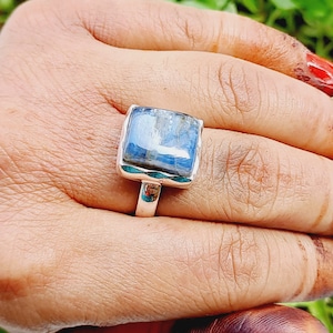 Natural Kyanite Ring, 925 Solid Sterling Silver Ring, Kyanite Silver Ring, Blue Gemstone, Ring for Women, Engagement Gift, Ring For Wife
