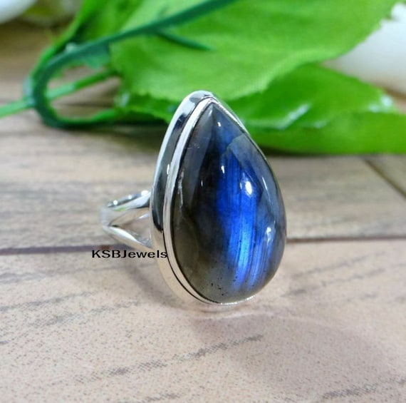 Labradorite Ring, 925 Sterling Silver Ring, Handmade Ring, Teardrop Ring,  Designer Ring, Dainty Ring, Handmade Jewelry, Valentine Sale