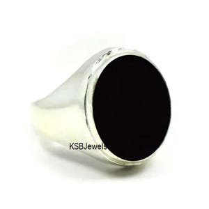 Handmade Black Onyx 925 Sterling Silver Ring: Boho Cabochon