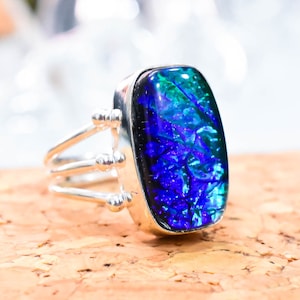 Australian Triplet Opal Ring, 925 Sterling Silver Ring, Handmade Ring, Bohemian Ring, Blue Stone Ring ,Beautiful Ring, Independence Day
