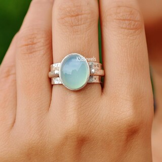 Orecchino Singolo In Argento 925 Con Calcedonio Blu Naturale – Pietra Sfaccettata Rotonda – Gioiello Unico