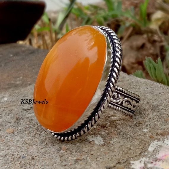 Anello Gioielli Fatto A Mano In Ambra Baltica Argento - Foto 5