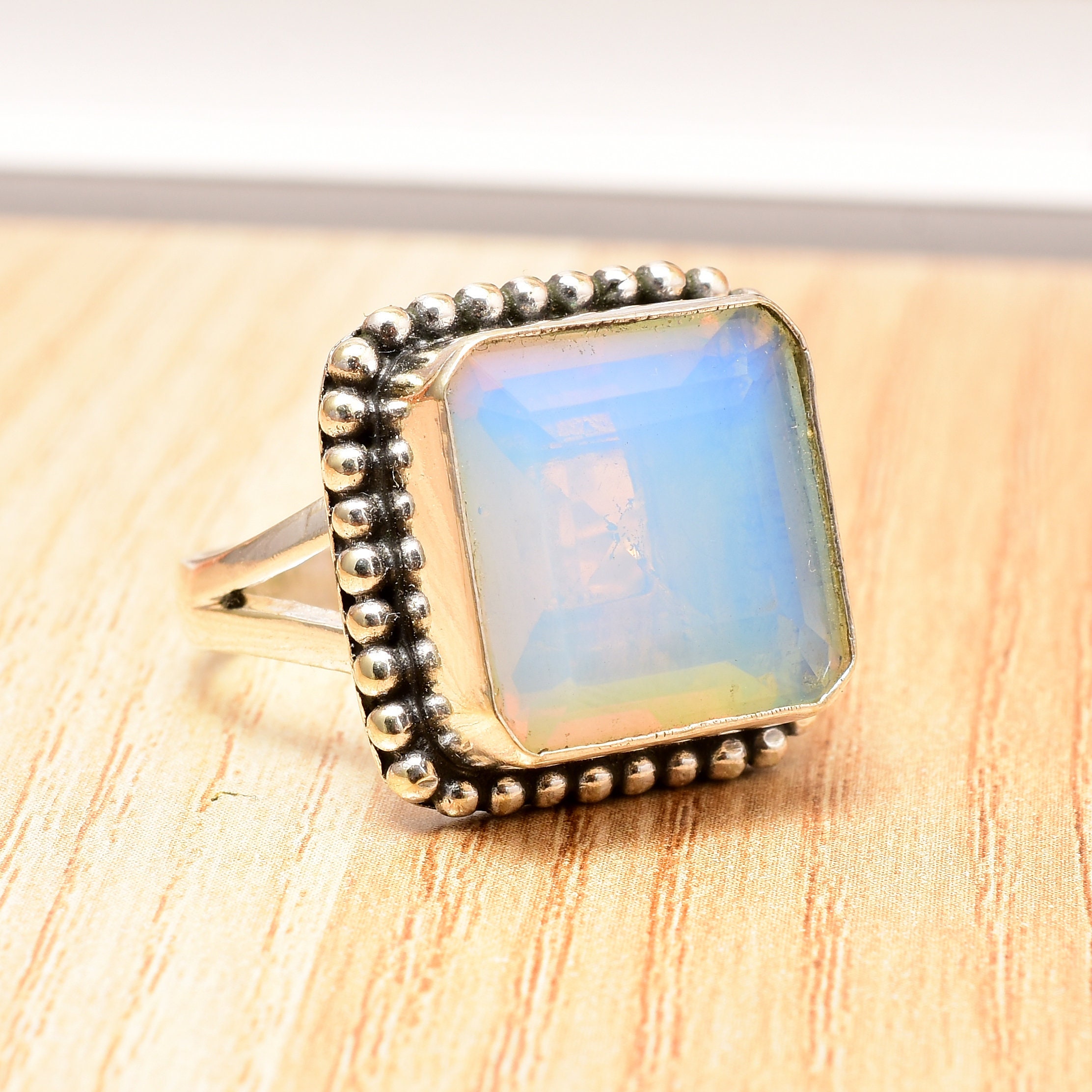 Milk opal ring deals