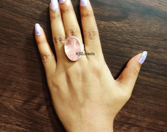 Rose Quartz Ring, Natural Rose Quartz Ring, Handmade Silver Ring, 925 Sterling Silver Ring, Oval Rose Quartz Ring, Gift for her, Birthstone