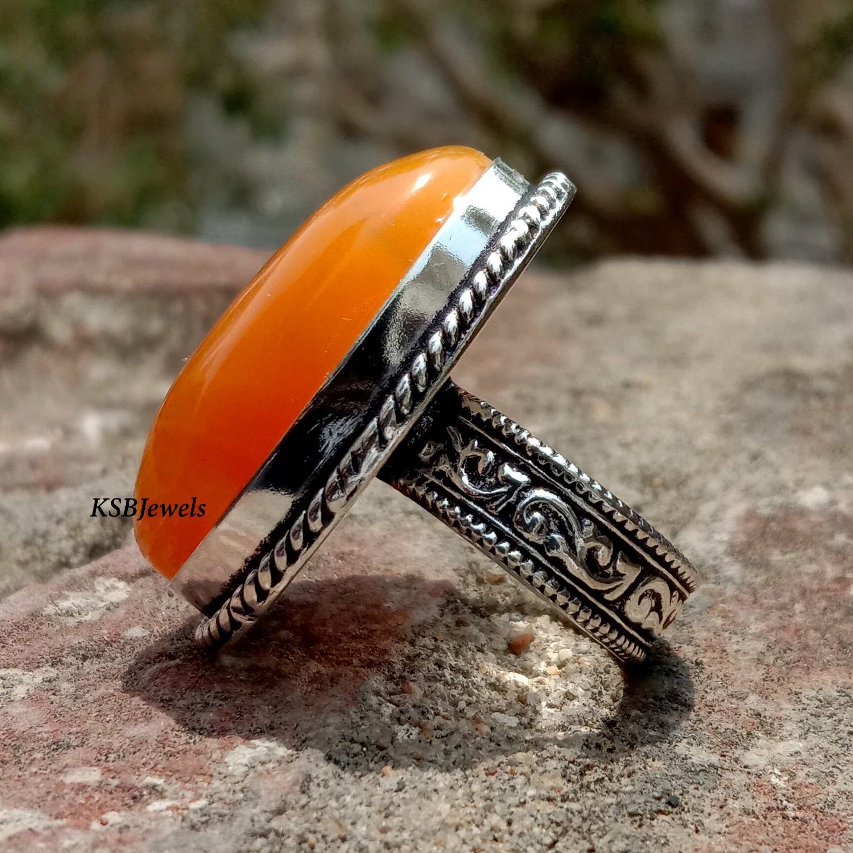 Anello Gioielli Fatto A Mano In Ambra Baltica Argento - Foto 11