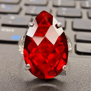 Red Garnet Sterling Silver Ring: Bohemian January Birthstone