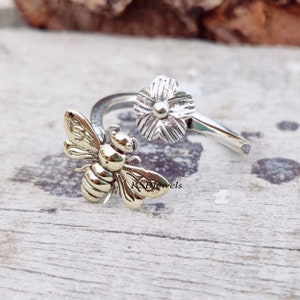 Sterling Silver Bee Ring: Handmade Dainty Statement Jewelry