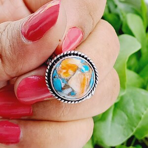 Oyster Turquoise Ring, Copper Turquoise Ring, 925 Sterling Silver Ring, Boho Turquoise Ring, Statement Ring, Ring for Women, Promise Ring