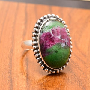 Tanzania Ruby Zoisite Ring, Oval Shape Gemstone Ring, 925 Sterling Ring, Natural Ruby Zoisite Ring, Handmade Ring, Independence Day