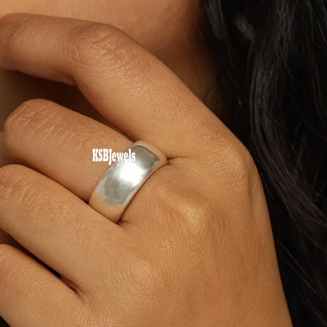 Wide Sterling Silver Dome Ring: Chunky Minimalist Band - Etsy