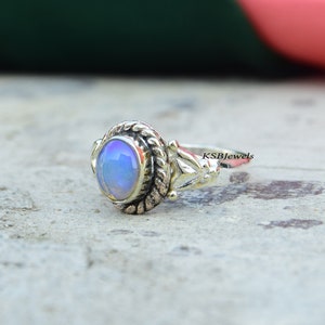Opal Gemstone Ring: Handmade 925 Sterling Silver Boho Engagement Jewelry
