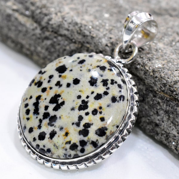 Natural Dalmation Jasper Pendant, 925 Silver Jewelry, Promise Jewelry, Handmade Jewelry, Men & Women Pendant, Gift Ideas, Pendant Jewelry