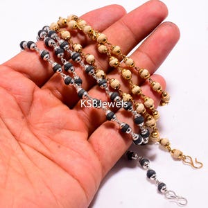 Handmade Tulsi Mala: Natural Wood Japa Beads, Yoga Necklace