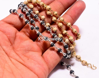 Handmade Tulsi Mala: Natural Wood Japa Beads, Yoga Necklace