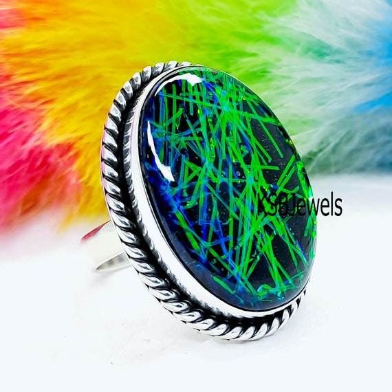 Handmade Multi Rutile Quartz Ring: 925 Sterling Silver Band