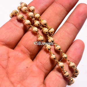 Handgjord Tulsi Mala: Naturliga träpärlor, Yogahalsband bild 10